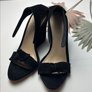 Loeffler Randall Black Suede Fringe Wedge Heels - 8